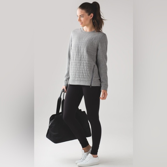 lululemon athletica Tops - Lululemon Fleece Be True Crew Heathered Medium Grey